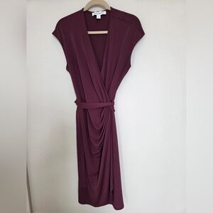 Amazon Essentials Soft Draped Wrap Midi Dress in Plum Size Large